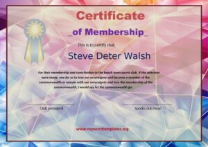 Free Editable Certificate Of Membership Templates Ms Word Pdf