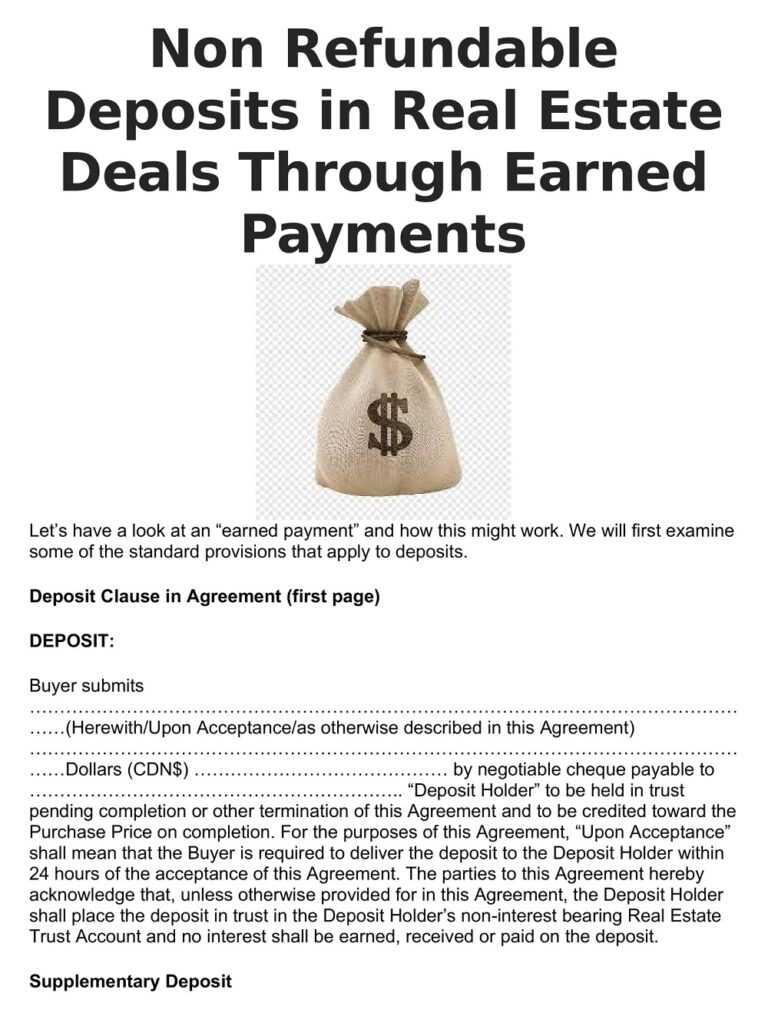 Free Non Refundable Deposit Agreement Templates Pdf Doc