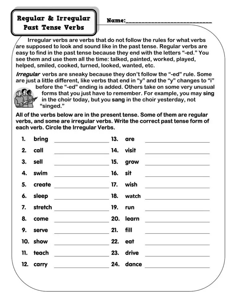 20 Printable Regular And Irregular Verbs Worksheets Free PDF Word