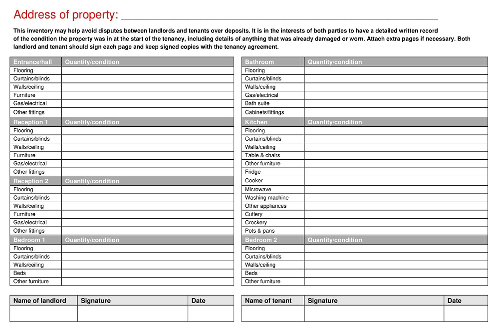 Addressing of Property Inventory Template