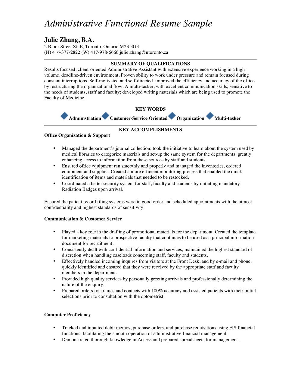 Administrative Experience Resume Template