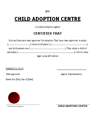 Adoption Certificate template 05