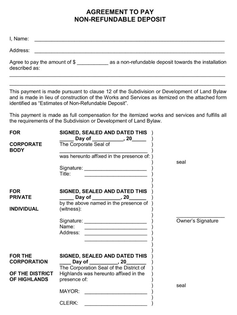 22-free-non-refundable-deposit-agreement-templates-pdf-doc