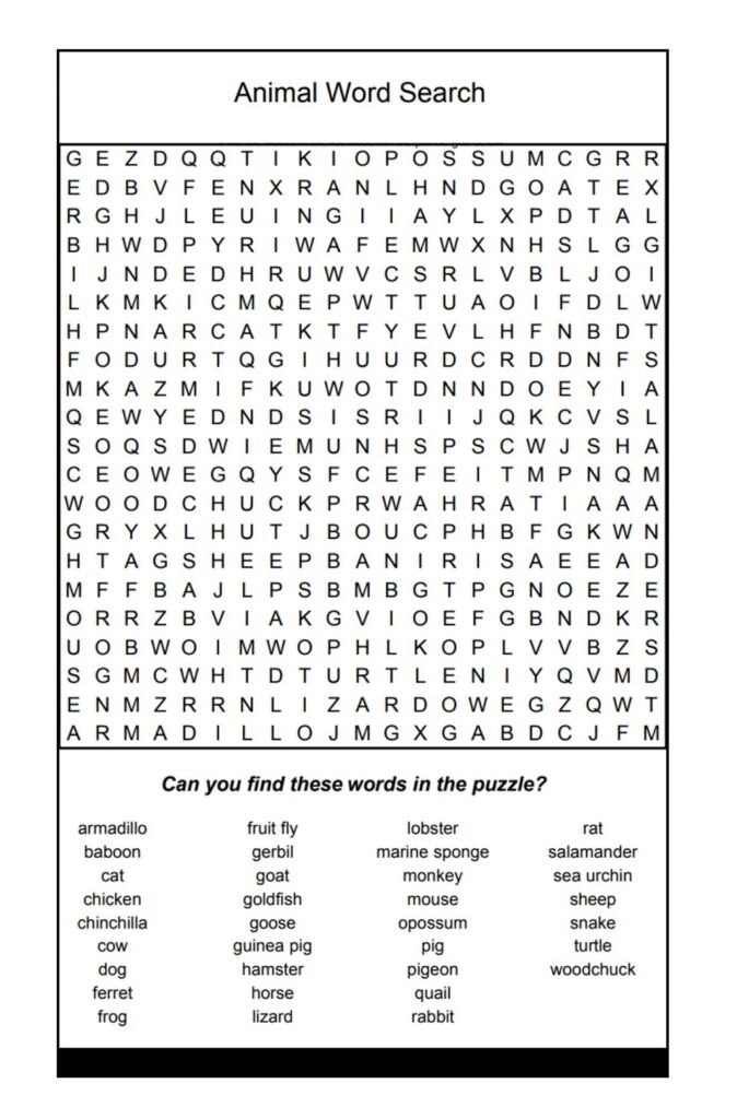 Free 100 Hard Word Search Puzzles Printable » American Templates