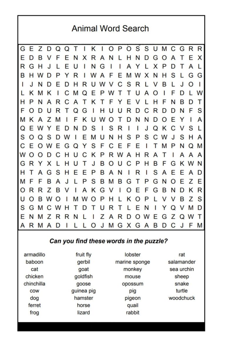 Free 100 Hard Word Search Puzzles Printable » American Templates