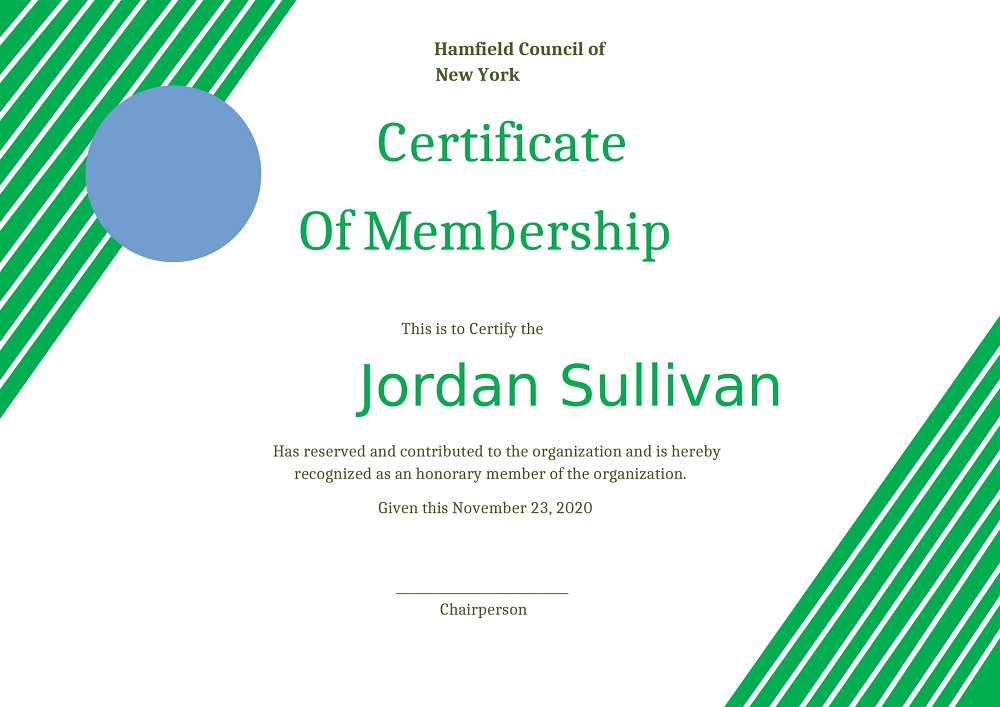 Arts Council Certificate of Membership Template