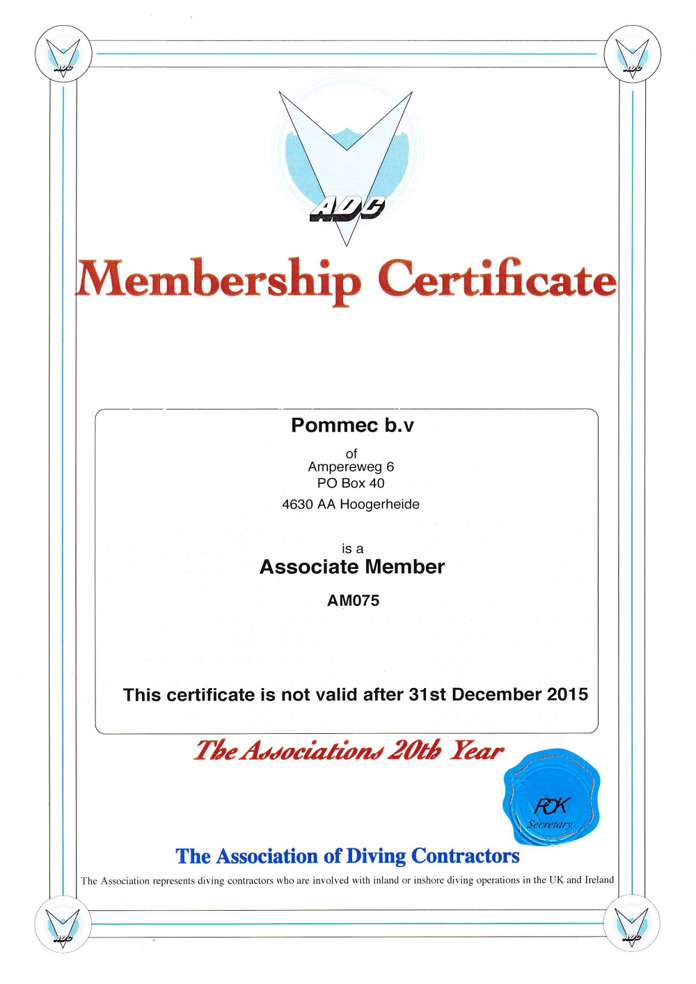 Associate Member Membership Certificate Template