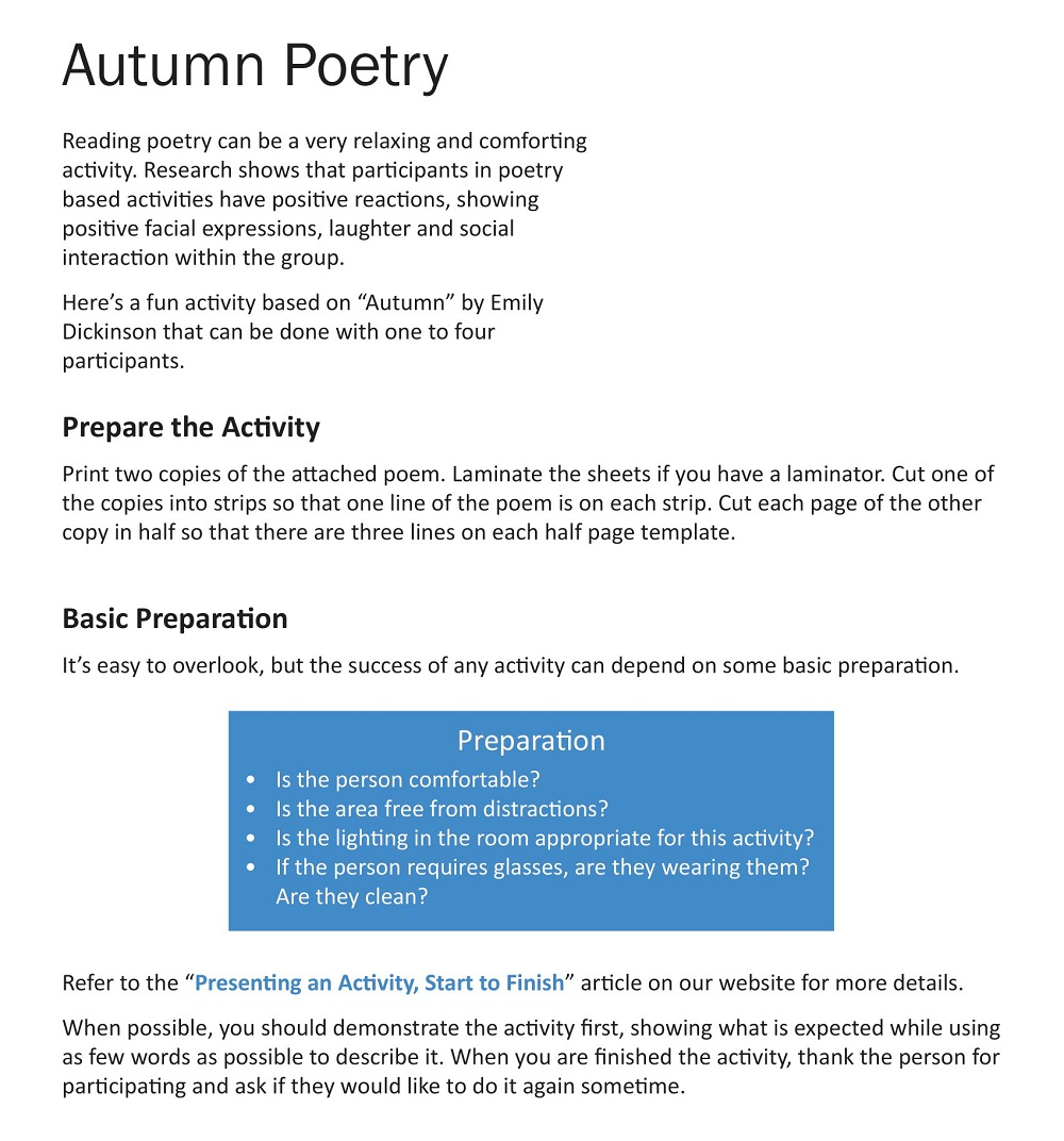 Autumn Poetry Activity