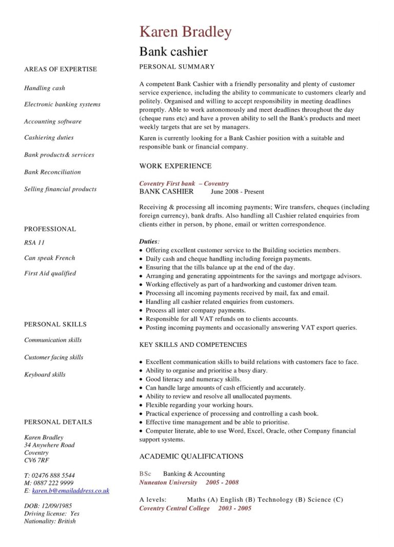 32 Free Cashier Resume Samples And Templates Pdf Word American