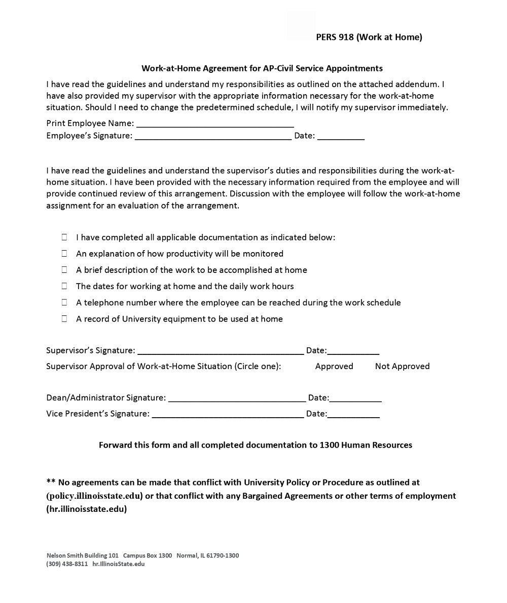 Basic Work at Home Agreement Form