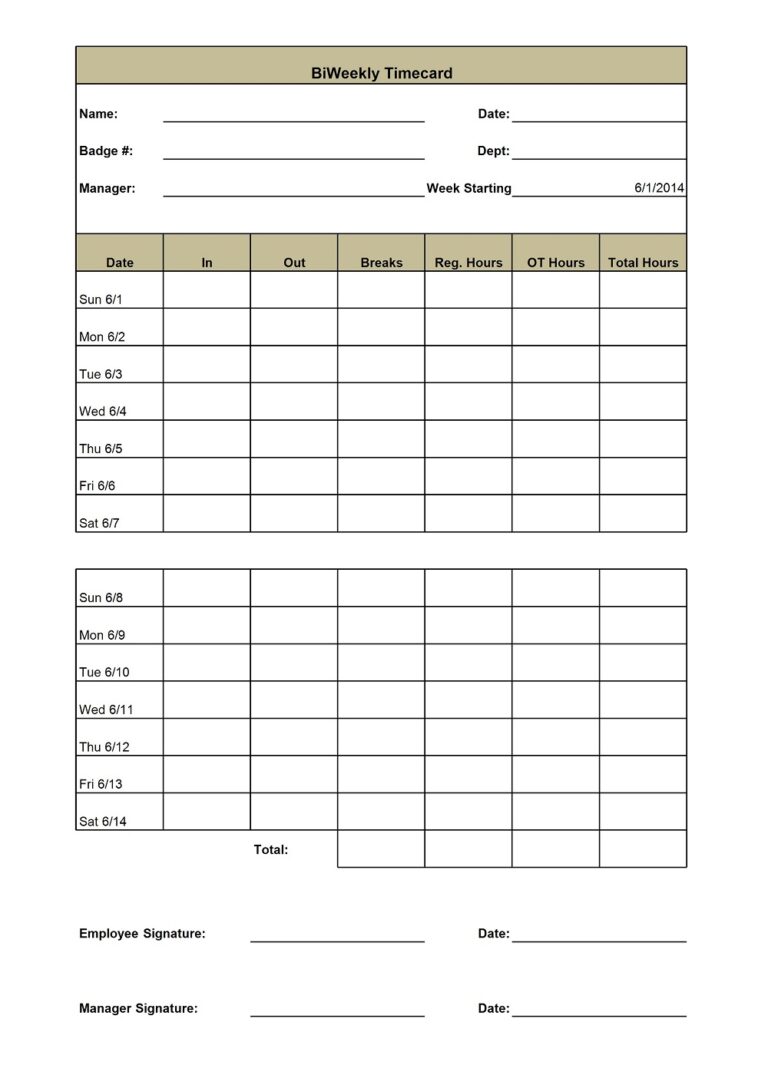 26+ Free Printable Time Card Templates (MS Excel, PDF) » American Templates