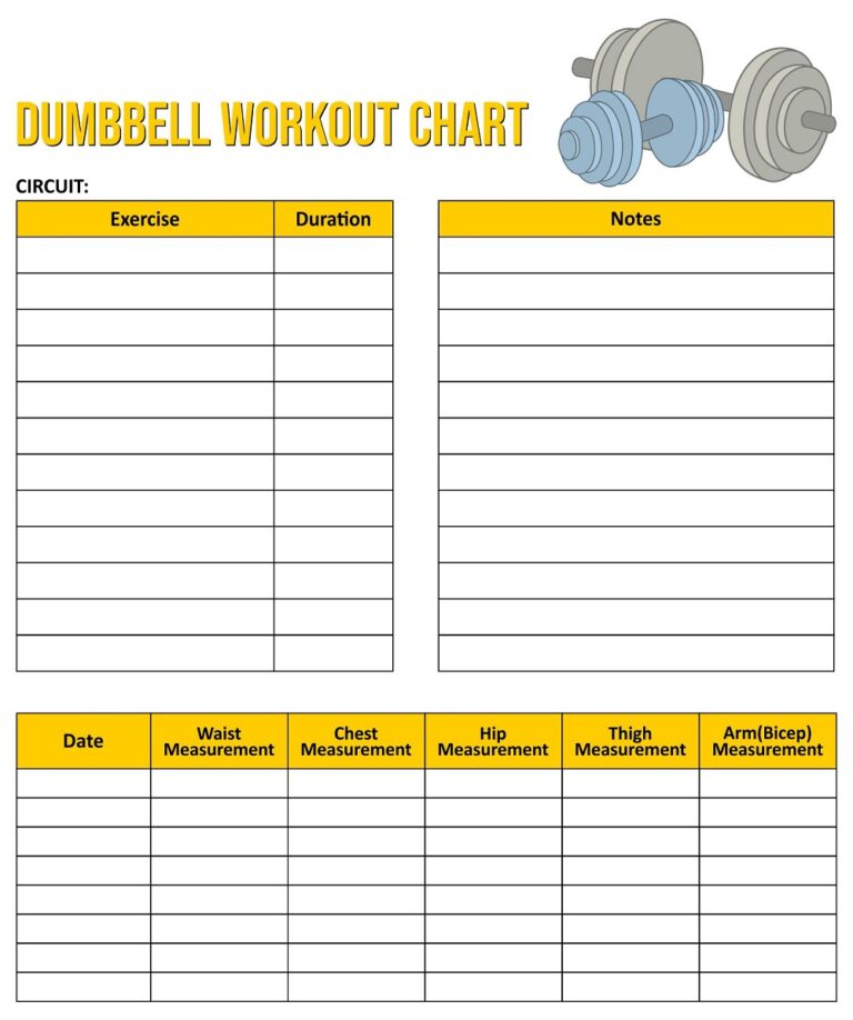 15+ Dumbbell Exercises Chart Printable Workout Poster (PDF) » American ...