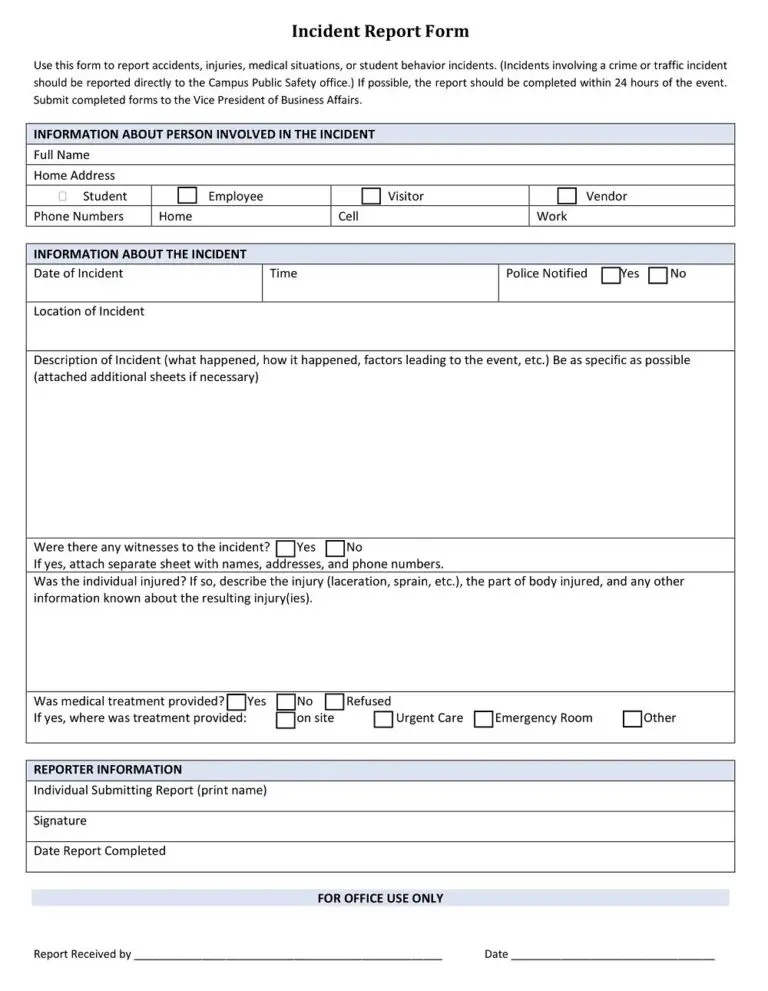 26+ Free Incident Report Form Templates - Printable PDF, Ms Word ...