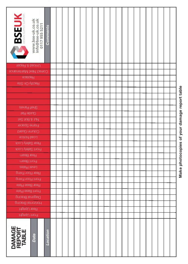 Free Warehouse Racking Inspection Checklist Templates Printable