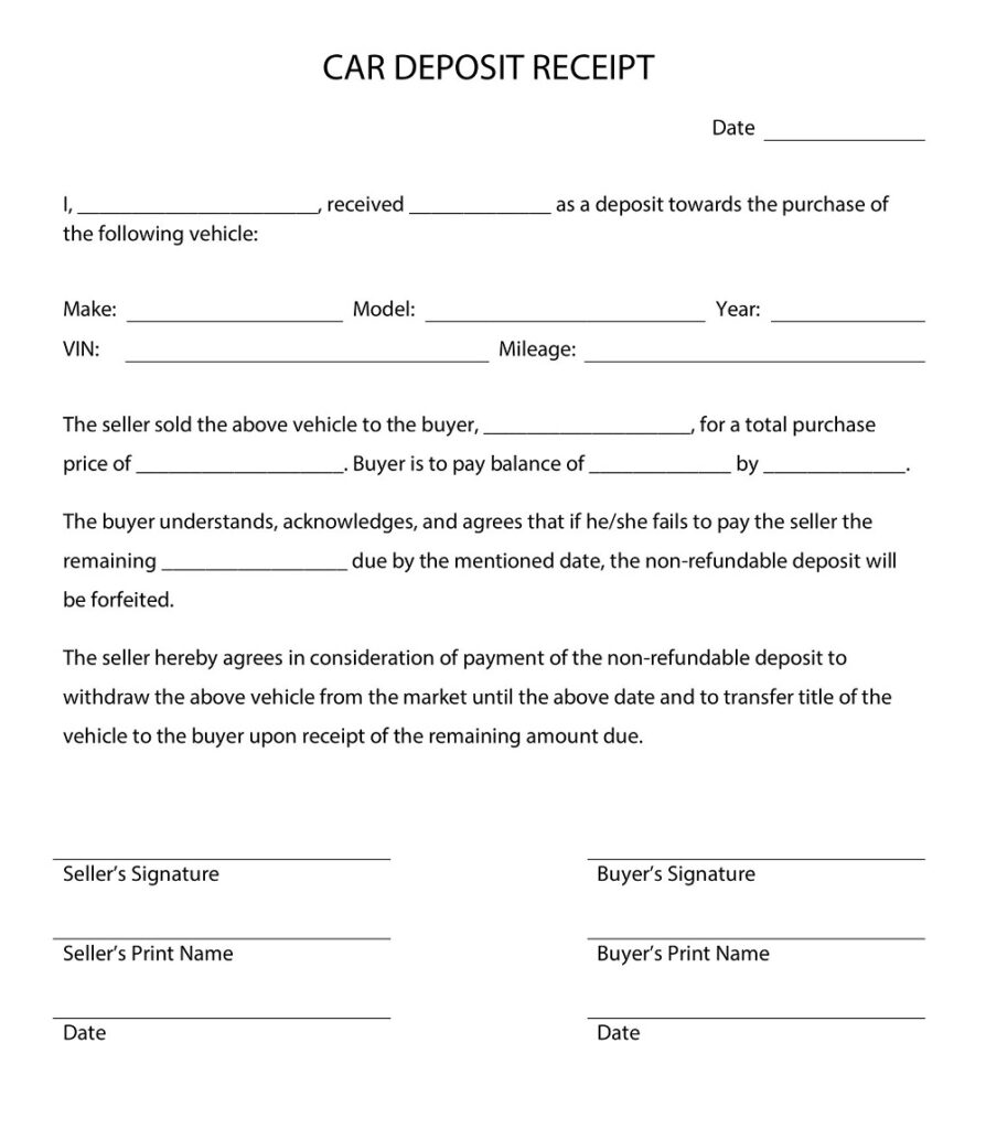 26+ Free Simple Vehicle Deposit Agreement Templates (PDF, Word ...