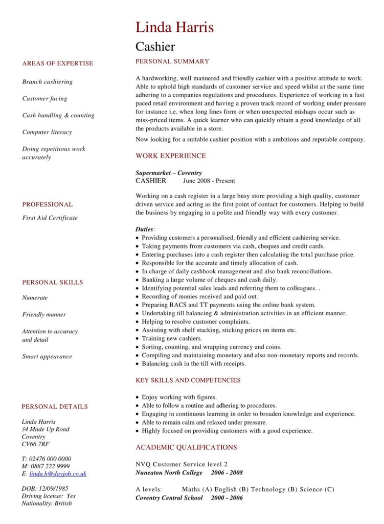 32+ Free Cashier Resume Samples & Templates (pdf, Word) » American 