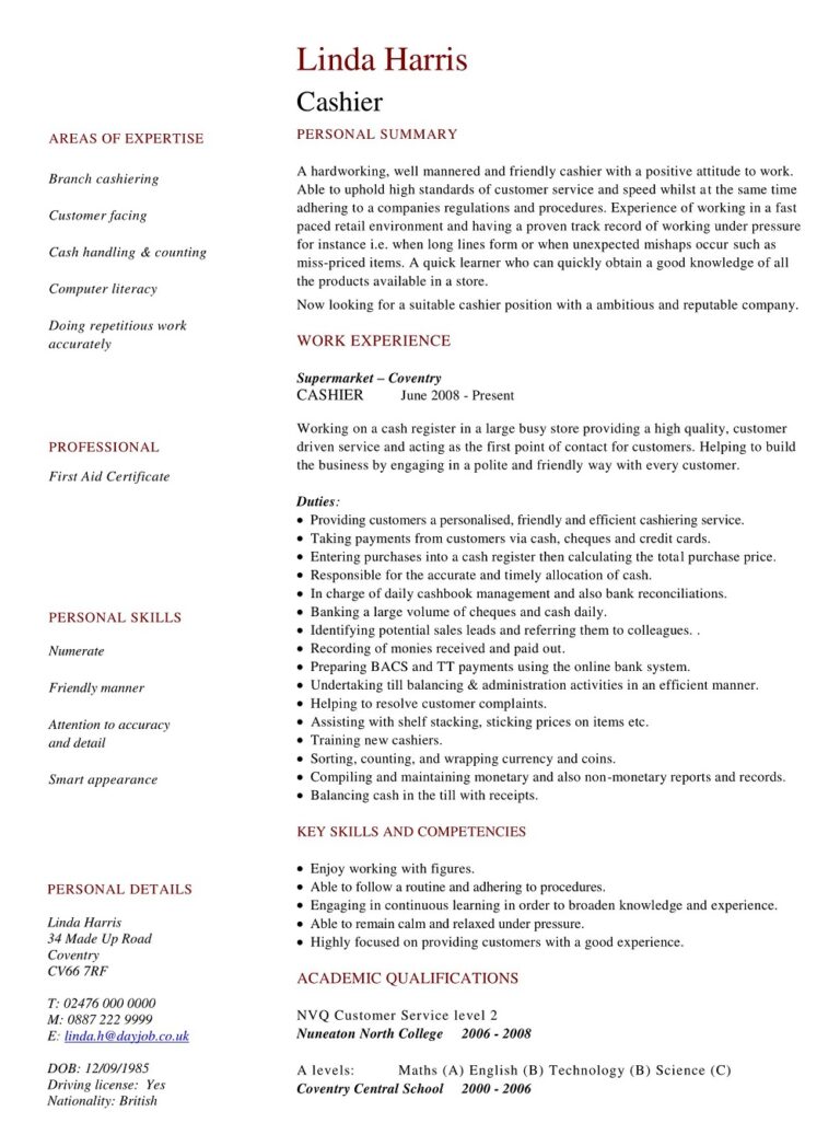 32+ Free Cashier Resume Samples & Templates (PDF, Word) » American ...