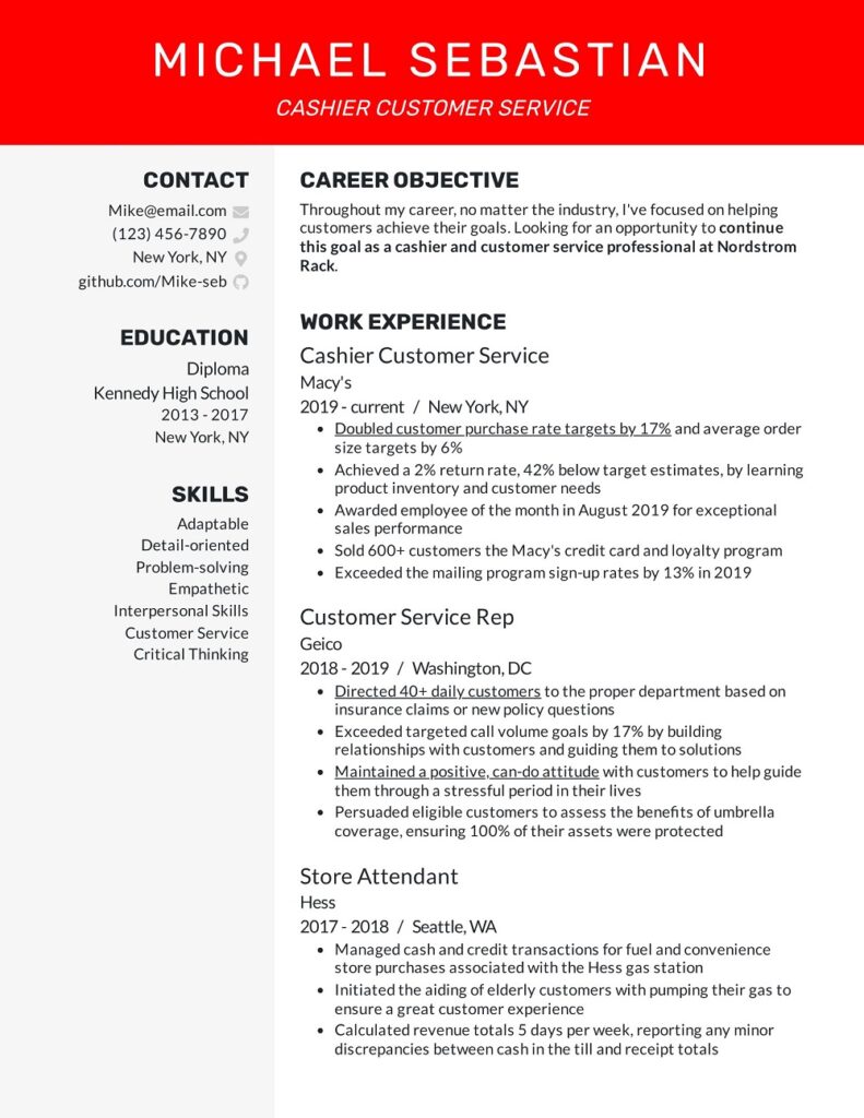 32+ Free Cashier Resume Samples & Templates (PDF, Word) » American ...