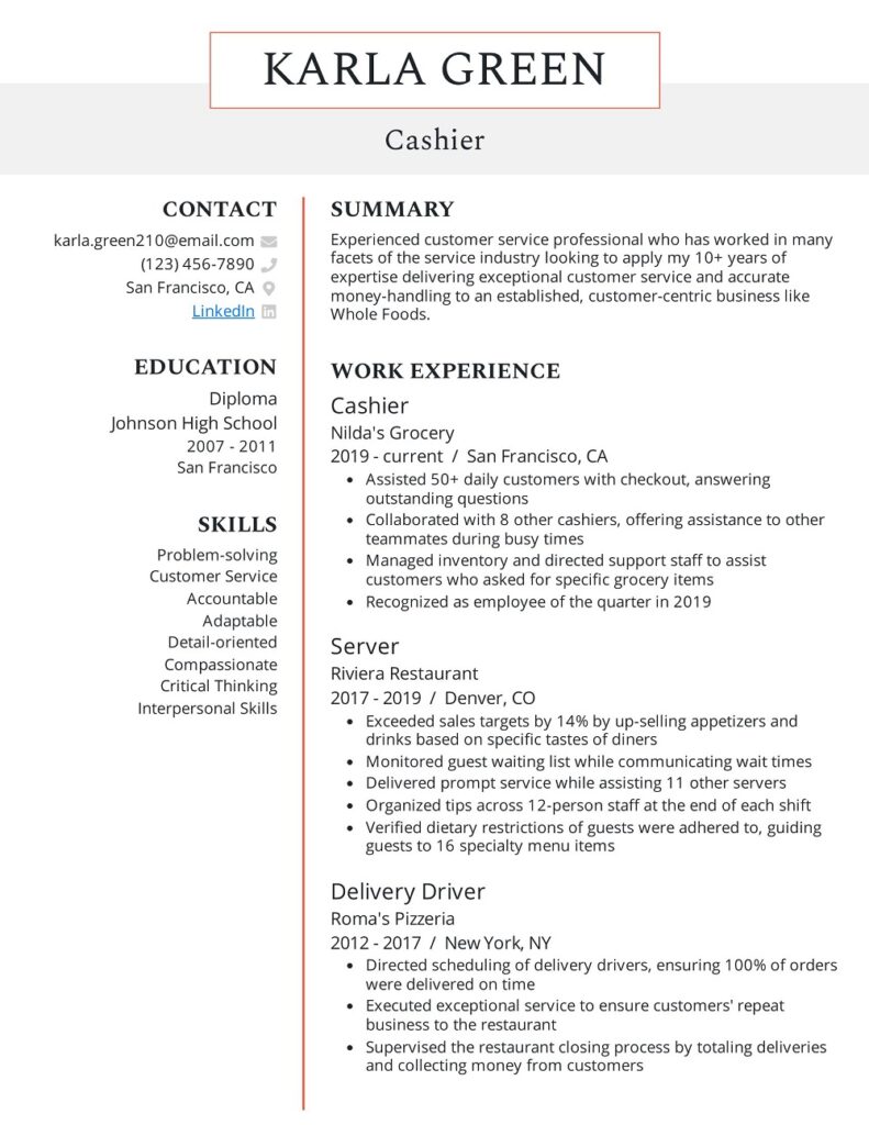 32+ Free Cashier Resume Samples & Templates (PDF, Word) » American ...