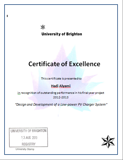 Certificate of Excellence 07
