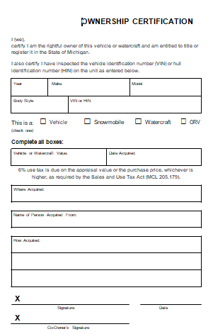 Certificate of Ownership Template 03