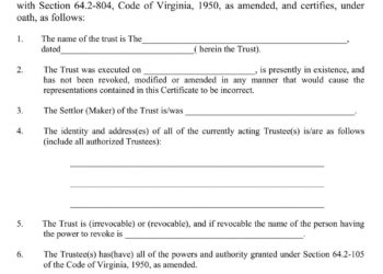 Certificate of Trust Template