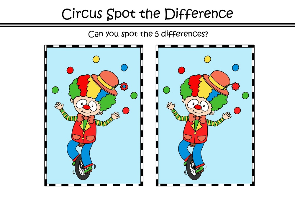 Circus Spot The Difference Puzzle Worksheet