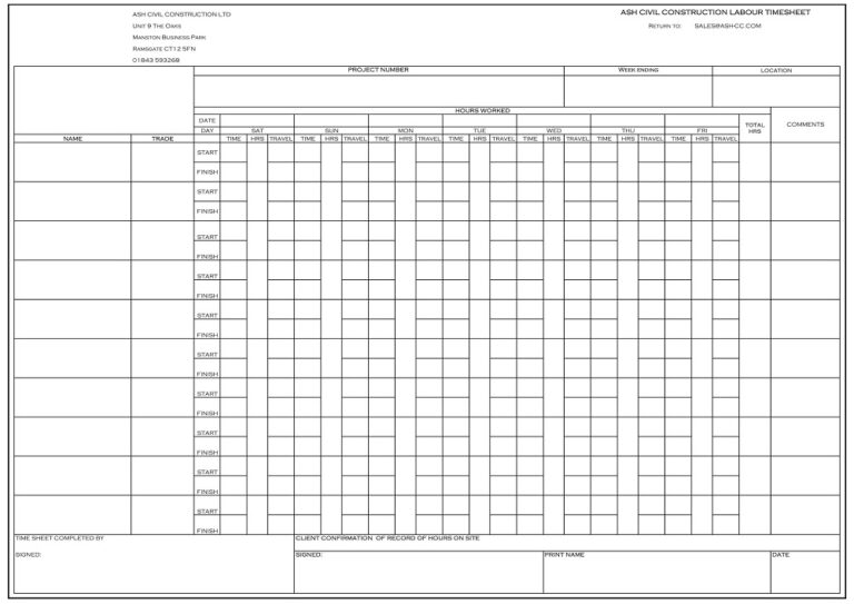 30+ Free Editable Construction Timesheet Templates (PDF, Doc ...