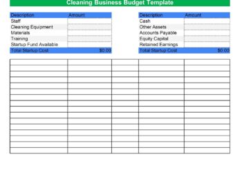 Cleaning Business Budget Template Excel