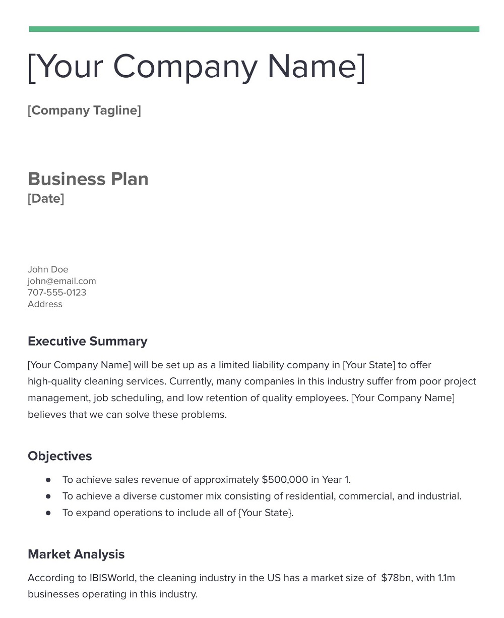 Cleaning Services Business Budget Plan PDF