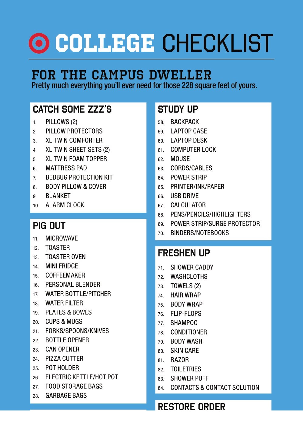 College Checklist Format