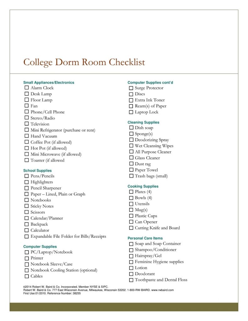 36+ Free Printable College Checklist Templates - PDF, Word » American ...