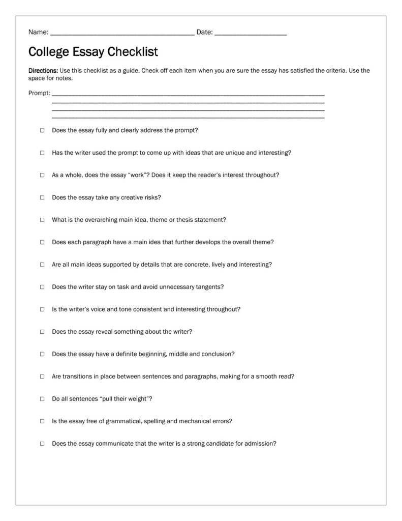 36+ Free Printable College Checklist Templates - PDF, Word » American ...