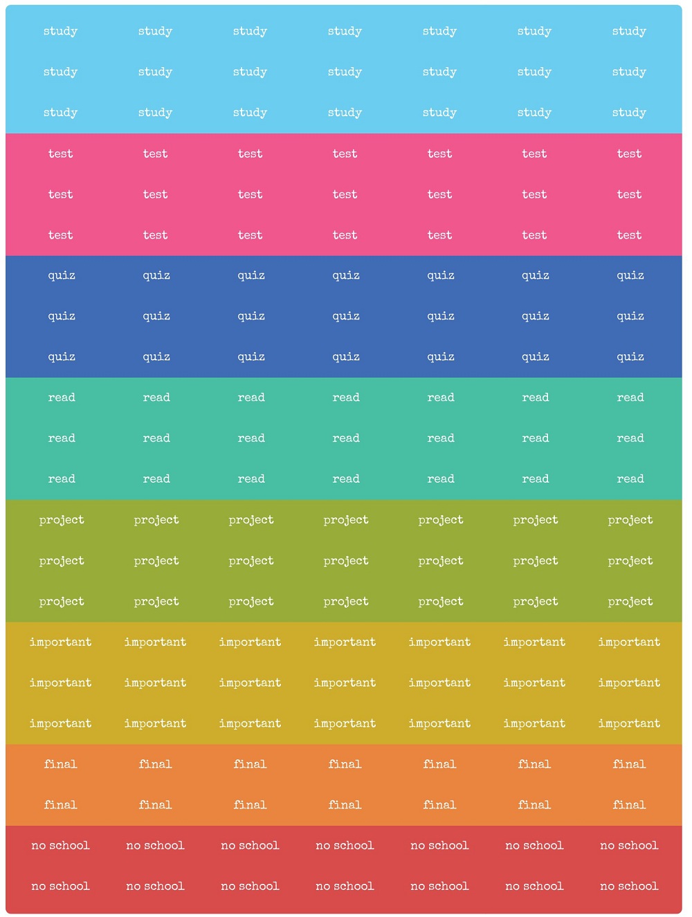 Color-Coded Student Planner Label
