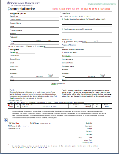 Commercial Invoice Template 01