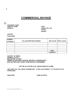 45+ Free Blank Commercial Invoice Templates (PDF, Word) » American ...