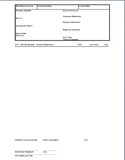 Commercial Invoice Template 05