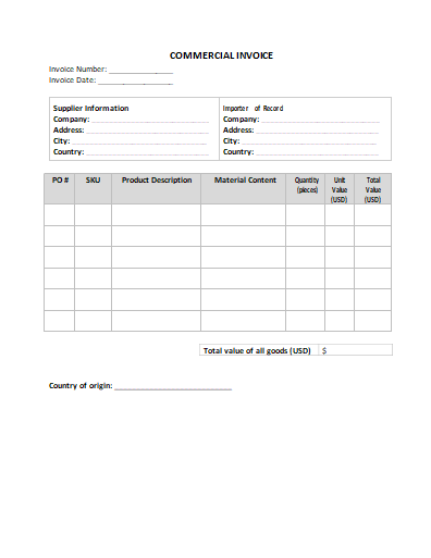 Commercial Invoice Template 08