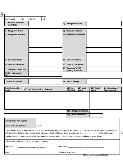 Commercial Invoice Template 17