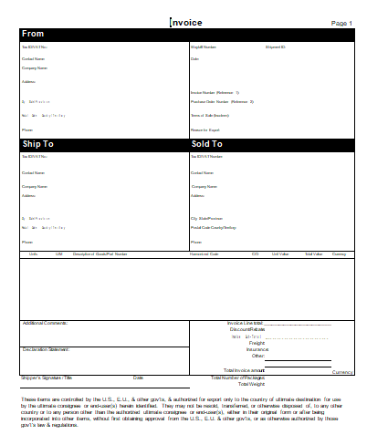Commercial Invoice Template 20