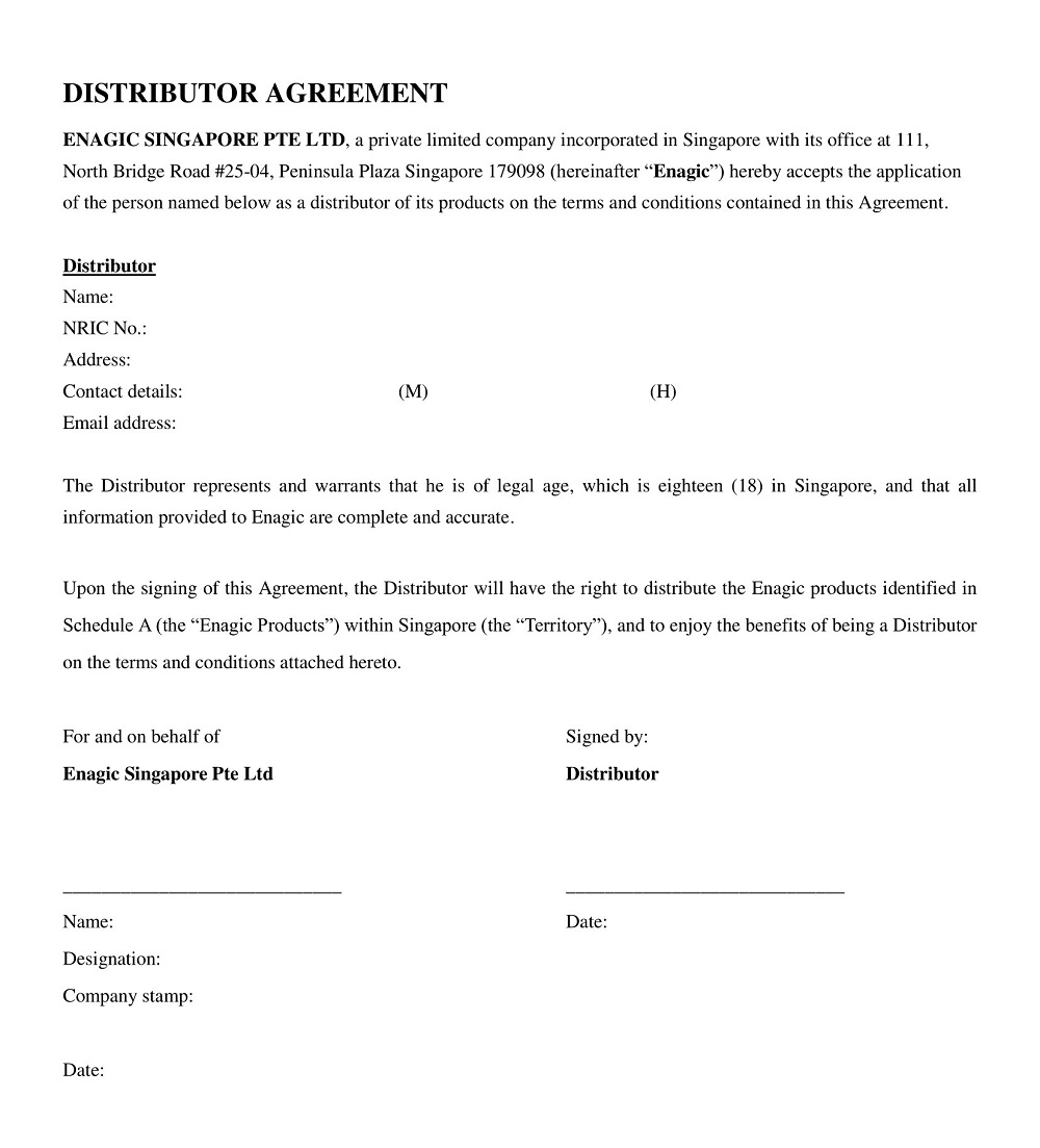 Company Distributor Agreement Template