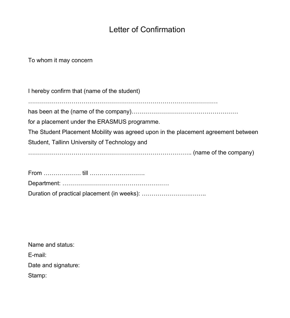 Confirmation Follow-Up Letter Template