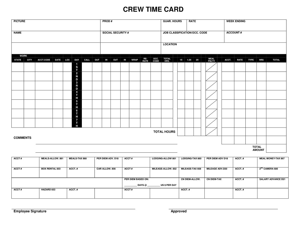 Crew Time Card Template