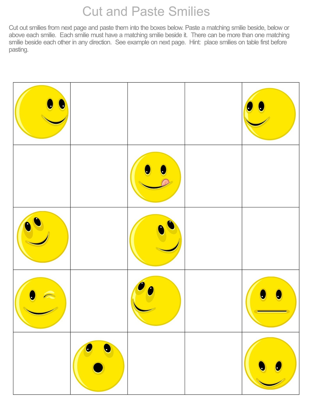 Cut and Paste Smilies Puzzle