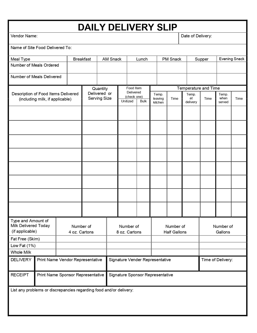 professional delivery slip template free