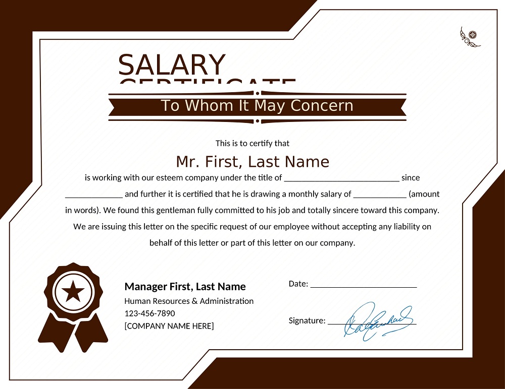 Design savvy Salary Certificate Template