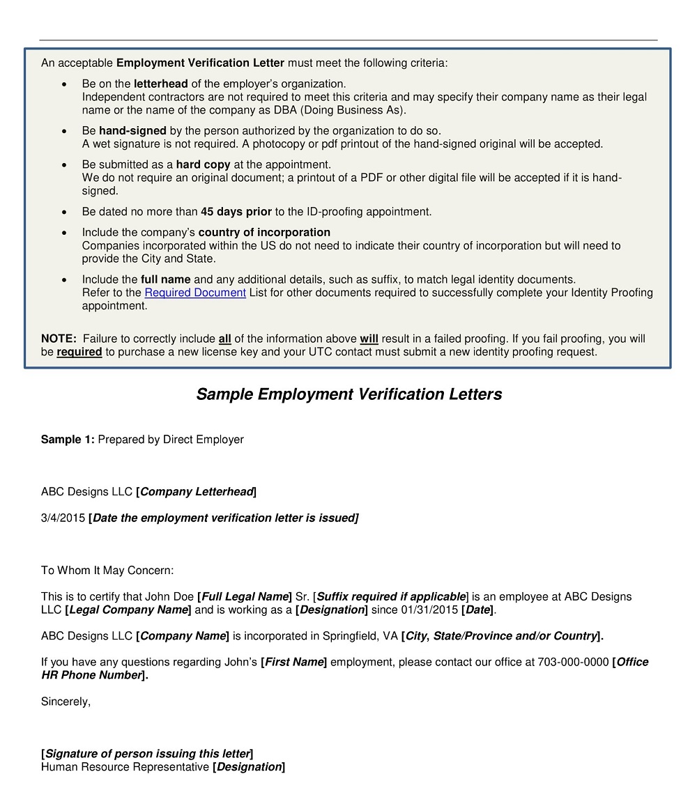 Detailed Employment Verification Letter Template