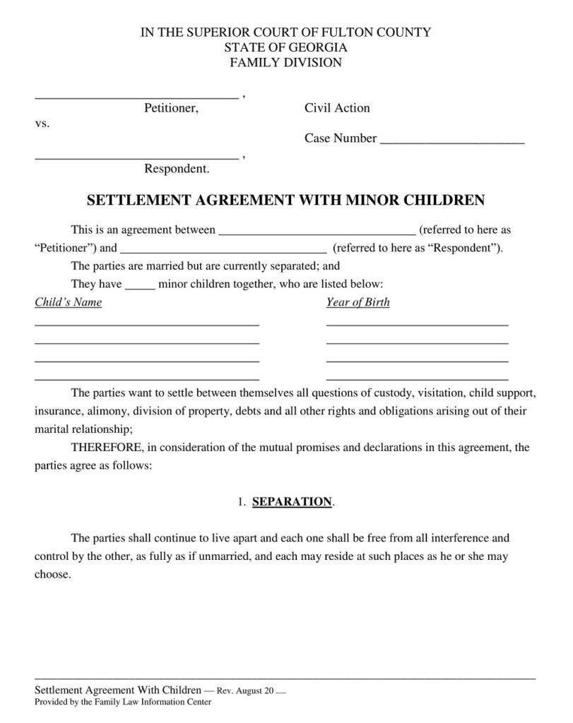 36 Free Sample Divorce Settlement Agreement Templates Printable Pdf American Templates 0229