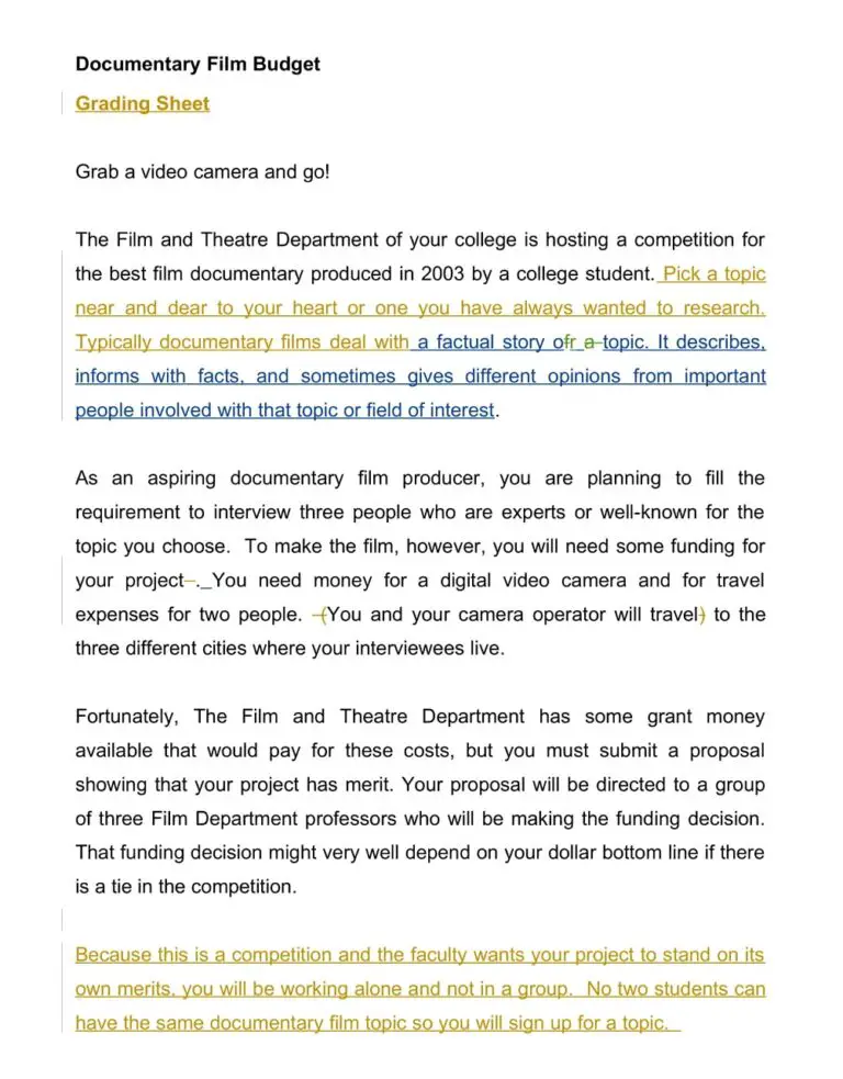 22 free sample documentary film budget templates pdf word