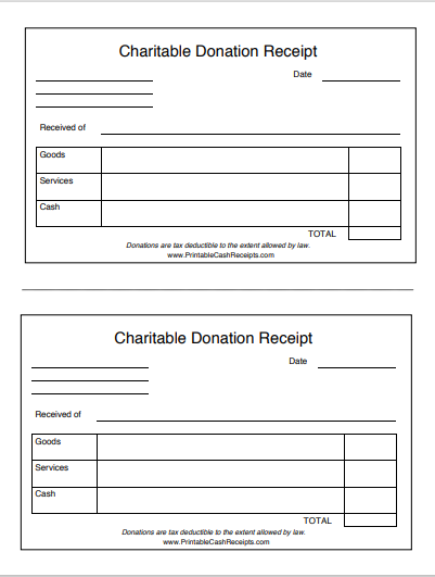 Charitable Donation Receipt Template